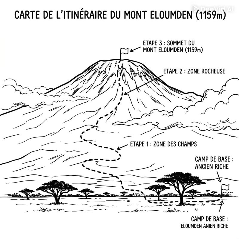 Carte itinéraire Mont Eloumdem